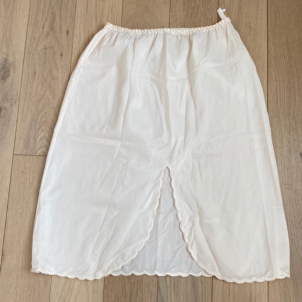 Vintage Barbizon Skirt Slip with slit and trim detail